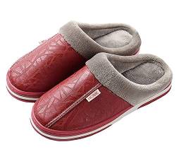 CELANDA Hausschuhe Damen Herren Plüsch Winter Pantoffeln Frauen Memory Foam Haus Mule Hausschuhe Rutschfeste Sohle Slipper (A Rot 34/35 EU=Sohlengröße:36/37) von CELANDA