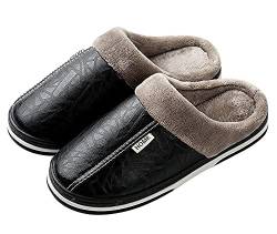 CELANDA Hausschuhe Damen Herren Plüsch Winter Pantoffeln Frauen Memory Foam Haus Mule Hausschuhe Rutschfeste Sohle Slipper (A Schwarz 36/37 EU=Sohlengröße:38/39) von CELANDA