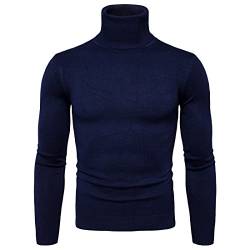CELANDA Herren Strickpullover Stehkragen Turtleneck Sweater Slim Fit Rollkragen Pullover Warme Strickpullover Blau Größe:3XL /Etikettengröße:4XL von CELANDA