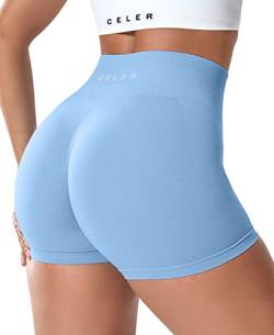 CELER Damen-Workout-Shorts, nahtlos, Scrunch-Po, Fitness-Shorts, hohe Taille, Yoga, athletische Booty-Shorts, Sea Glass, XS von CELER