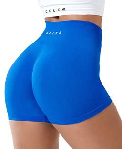 Celer Damen Workout-Shorts, nahtlos, Scrunch Butt Gym Shorts, hohe Taille, Yoga, athletische Booty-Shorts, Earth Blue, Mittel von CELER