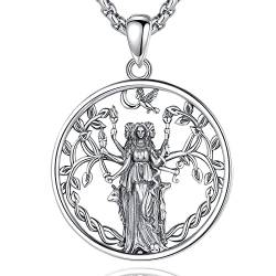 CELESTIA Hekate Kette Halskette Damen Silber 925 Wicca Schmuck Witchcraft Anhänger Amulett Witcher Geschenk Hexen Zubehör Spirituelle Geschenke Frauen Esoterik von CELESTIA