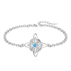 CELESTIA Hexen-knoten Armband Damen Silber 925 Keltischer Armbänder Frauen Opal Armband Spiritueller Schmuck Esoterik Geschenke für Frauen Hexe Hexen Pagan Witches von CELESTIA