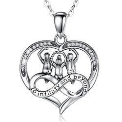 CELESTIA Schwester Kette, 3 Schwestern Halskette, Herz Anhänger Kette mit Unendlichkeit Symbol 925 Sterling Silber, Schwester Geschenk Schmuck von CELESTIA