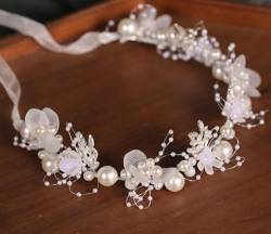 2pc Kinder Perle Kristall Blume Einstellbare Floral Blume Krone Stirnband Haar Zubehör Für Hochzeit Kranz Mädchen Frauen Kopfschmuck von CEMELI
