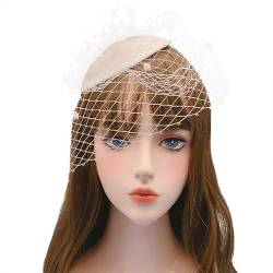 Bride Vallean Großer Perlen-Vogelkäfigschleier für Hochzeit Hut Brautparty Stirnband Haarnetz von CEMELI