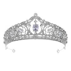 CEMELI 130 * 55MM Barock Kristall Braut Krone Für Hochzeit Tiara Prinzessin Königin Krone Silber Strass Braut Stirnband für Mädchen Frauen von CEMELI