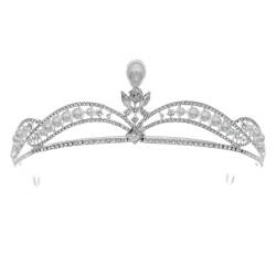 CEMELI 135 * 4 CM Barocke Perle Kristall Braut Krone Für Hochzeit Tiara Prinzessin Königin Krone Strass Braut Stirnband von CEMELI