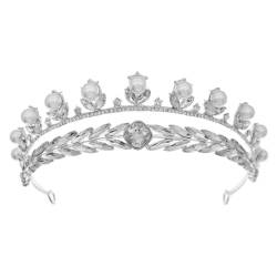 CEMELI 135 * 40MM Silber Perle Strass Kristall Braut Krone Für Hochzeit Tiara Prinzessin Königin Krone Strass Braut stirnband von CEMELI