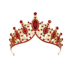 CEMELI 15 * 90mm Retro Barock Kristall Braut Krone Für Hochzeit Tiara Prinzessin Königin Krone Rot Grün Strass braut Stirnband Für Mädchen Frauen von CEMELI