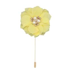 CEMELI 4 * 10CM 10/20PCS Perle Pflaume Blüte Gold Chiffon Stoff Blume Anstecknadel Abzeichen Blume Corsage Satin Blume Anstecknadel Brosche Pin Für Frauen von CEMELI