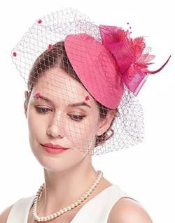 Damen Retro-Vogelkäfigschleier im britischen Stil für Hochzeit Hut Brautparty Stirnband Haarnetz Gaze Blumenkopfhut von CEMELI