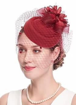 Damen Retro-Vogelkäfigschleier im britischen Stil für Hochzeit Hut Brautparty Stirnband Haarnetz Gaze Blumenkopfhut von CEMELI