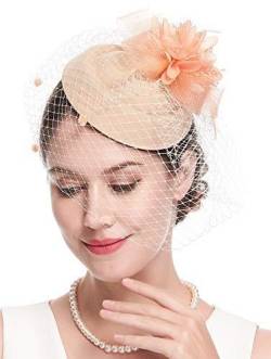 Damen Retro-Vogelkäfigschleier im britischen Stil für Hochzeit Hut Brautparty Stirnband Haarnetz Gaze Blumenkopfhut von CEMELI