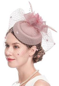 Damen Retro-Vogelkäfigschleier im britischen Stil für Hochzeit Hut Brautparty Stirnband Haarnetz Netz Gaze Kopf Blumenhut von CEMELI