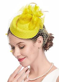 Damen Retro-Vogelkäfigschleier im britischen Stil für Hochzeit Hut Brautparty Stirnband Haarnetz Netz Gaze Kopf Blumenhut von CEMELI