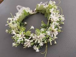 Feenstil Wald verstellbare Blumenkrone Stirnband Haarschmuck für Hochzeitskranz Mädchen Frauen Kopfschmuck Brautband von CEMELI