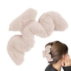 Flauschiger Krallenclip | Plüsch-Haarspangen in gewellter Form - Haarschmuck, große Krallenklammern für dünnes/mitteldickes Haar, große Haarklammern für Frauen und Mädchen für den Alltag Cemeli von CEMELI