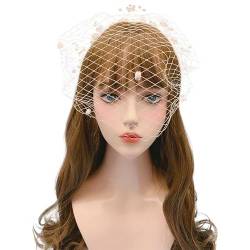 Handgefertigter Perlen-Vogelkäfig-Schleier für Hochzeit Hut Brautparty Stirnband Haarnetz von CEMELI