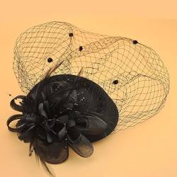 Kopfbedeckung Retro-Netzgarn Federhut Haar Vogelkäfigschleier für Hochzeit Hut Brautparty Stirnband Haarnetz von CEMELI