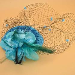 Kopfbedeckung Retro-Netzgarn Federhut Haar Vogelkäfigschleier für Hochzeit Hut Brautparty Stirnband Haarnetz von CEMELI