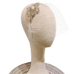 Retro und eleganter Damenschleier Netzgarn Braut-Vogelkäfigschleier für Hochzeit Hut Brautparty Stirnband Haarnetz von CEMELI