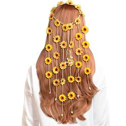 Sonnenblume verstellbare Blumenkrone Stirnband Haarschmuck für Hochzeitskranz Mädchen Frauen Kopfschmuck von CEMELI