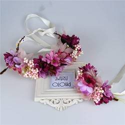 Verstellbares Blumen-Blumen-Kronen-Stirnband-Armband-Set Haarschmuck für Hochzeitskranz Mädchen Brida Frauen von CEMELI