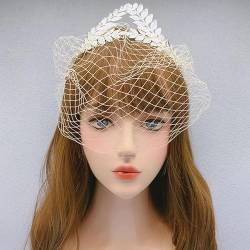 Vogelkäfig-Schleier für Hochzeit Hut Braut-Party-Stirnband Haar-Mesh-Spitze weiß schwarz kurzer Braut-Kamm-Kopfschmuck von CEMELI