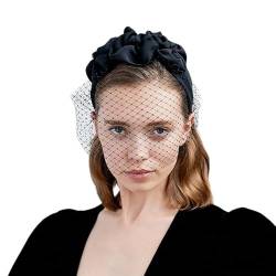 Weißer Satin-Vogelkäfigschleier für Hochzeit Hut Brautparty Stirnband Haarnetz-Accessoires von CEMELI