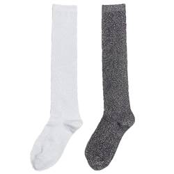 CENAST 2 Paar Damen-Socken, glitzernd, knöchelhoch, Retro-Socken-Flor, C 2 Farben, Einheitsgröße von CENAST