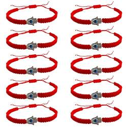 CENRONG Rote Schnur Armband,10 PCS handgestricktes Glücksseil Knoten Armband Set handgemachtes geflochtenes Armband (10PCS Red style 4) von CENRONG