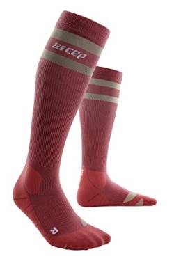 CEP - 80's COMPRESSION SOCKS HIKING für Damen | Hohe Wandersocken in berry/sand mit verbesserter Merino-Qualität | Frauen Trekkingsocken für optimale Trittsicherheit | Gr. III | M von CEP