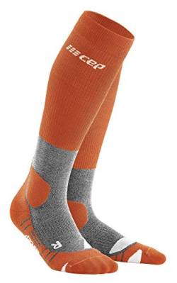 CEP - HIKING MERINO SOCKS REDESIGN für Damen | Knielange Wandersocken mit Kompression | Trekkingsocken für optimale Trittsicherheit in Sunset/Grey | Größe II von CEP