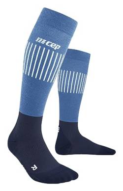 CEP - Leichte Herren Skisocken Merino mit Kompression | hellblau/blau | Gr. III | M | Ultralight Socks Skiing mit Polsterung | Skisocken Merinowolle, Ski Kompressionsstrümpfe für kraftvolle Beine von CEP