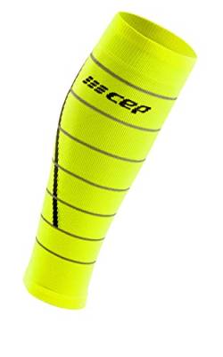 CEP - REFLECTIVE COMPRESSION CALF SLEEVES für Damen | Reflektierende Laufsocken in neon gelb | Größe IV | L von CEP