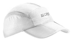 CEP – RUNNING CAP | Atmungsaktive faltbare Kappe mit Sonnenschutz und gebogenem Schirm in weiß in unisex in one size von CEP