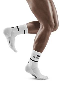 CEP - THE RUN COMPRESSION SOCKS MID CUT für Herren | Mittellange Laufsocken in weiß mit Kompression | Regenerierende Kompressionsstrümpfe für Männer | Gr. V | XL von CEP