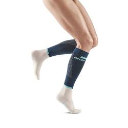 CEP - THE RUN COMPRESSION SOCKS TALL für Damen | Lange Laufsocken in blue/off white mit Kompression | Regenerierende Kompressionsstrümpfe für Frauen | Gr. III | M von CEP