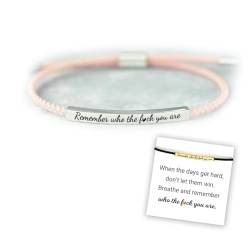 CERAVI Remember Who The F You Are Motivational Tube Bracelet, Adjustable Hand Braided Wrap Tube Bracelet, Inspirational Bracelets Jewelry Gifts for Women Girls Best Friend Teen (Pink-Silver) von CERAVI