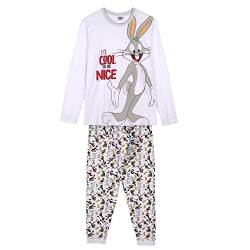 CERDÁ LIFE'S LITTLE MOMENTS Damen Pyjama Jeu d'Hiver de Bugs Bunny des Looney Tunes 100% Coton Avec T-Shirt et Pantalon-Licence Officielle Warner Bros Pyjamaset, Blanc, M von CERDÁ LIFE'S LITTLE MOMENTS