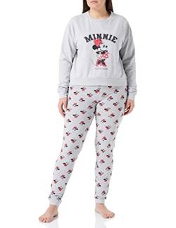 CERDÁ LIFE'S LITTLE MOMENTS Damen Pyjama für den Winter, Minnie Maus, 100% Baumwolle, mit Langarmshirt und Langer Hose Pyjamaset, grau, XS von CERDÁ LIFE'S LITTLE MOMENTS