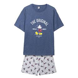 CERDÁ LIFE'S LITTLE MOMENTS Herren Mickey-Mouse-Motiv, 2-teilig, aus 100% Baumwolle, T-Shirt + Hose, Pyjama, offizielles Disney-Lizenzprodukt, Marineblau, L von CERDÁ LIFE'S LITTLE MOMENTS