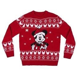 CERDÁ LIFE'S LITTLE MOMENTS Herren Weinachtsoutfit Christmas Sweater | Mickey Mouse Weihnachten Pullover Winter-Offizielle Disney Lizenz, Rot, XL von CERDÁ LIFE'S LITTLE MOMENTS
