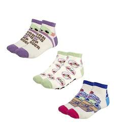 CERDÁ LIFE'S LITTLE MOMENTS - Pack x 3 Sneakersocken Unisex mit The Mandalorian Motiven Bedruckt | Aus 90% Baumwolle, 5% Polyester und 5% Elastan Hergestellt - Offizielle Lizenz von Star Wars von CERDÁ LIFE'S LITTLE MOMENTS