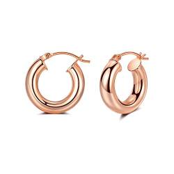 CERSLIMO Creolen Rosegold Damen, Groß Creolen Rosegold Vergoldet Dick Huggie Ohrringe Rosegold Große 20mm Dicke 5mm Schmuck Geschenke für Frauen Herren Mädchen von CERSLIMO