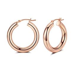 CERSLIMO Creolen Rosegold Damen, Groß Creolen Rosegold Vergoldet Dick Huggie Ohrringe Rosegold Große 30mm Schmuck Geschenke für Frauen Herren Mädchen von CERSLIMO