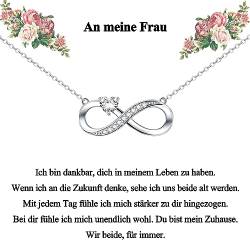 CERSLIMO Geschenke für Frau Kette Silber 925 Unendlichkeitszeichen, Halskette Infinity Herz Zirkonia Anhänger Geburtstag Geschenk Weihnachten Hochzeitstag Geburtstagsgeschenk von CERSLIMO