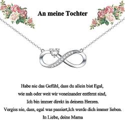 CERSLIMO Geschenke für Tochter Kette Silber 925 Unendlichkeitszeichen, Halskette Infinity Herz Zirkonia Anhänger Geburtstag Geschenk Weihnachten Geburtstagsgeschenk Tochter Geschenke von Mama von CERSLIMO