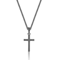 CERSLIMO Kette Kreuz Schwarz Halskette mit Kreuz Anhänger Kupfer für Herren Jungen Damen von CERSLIMO